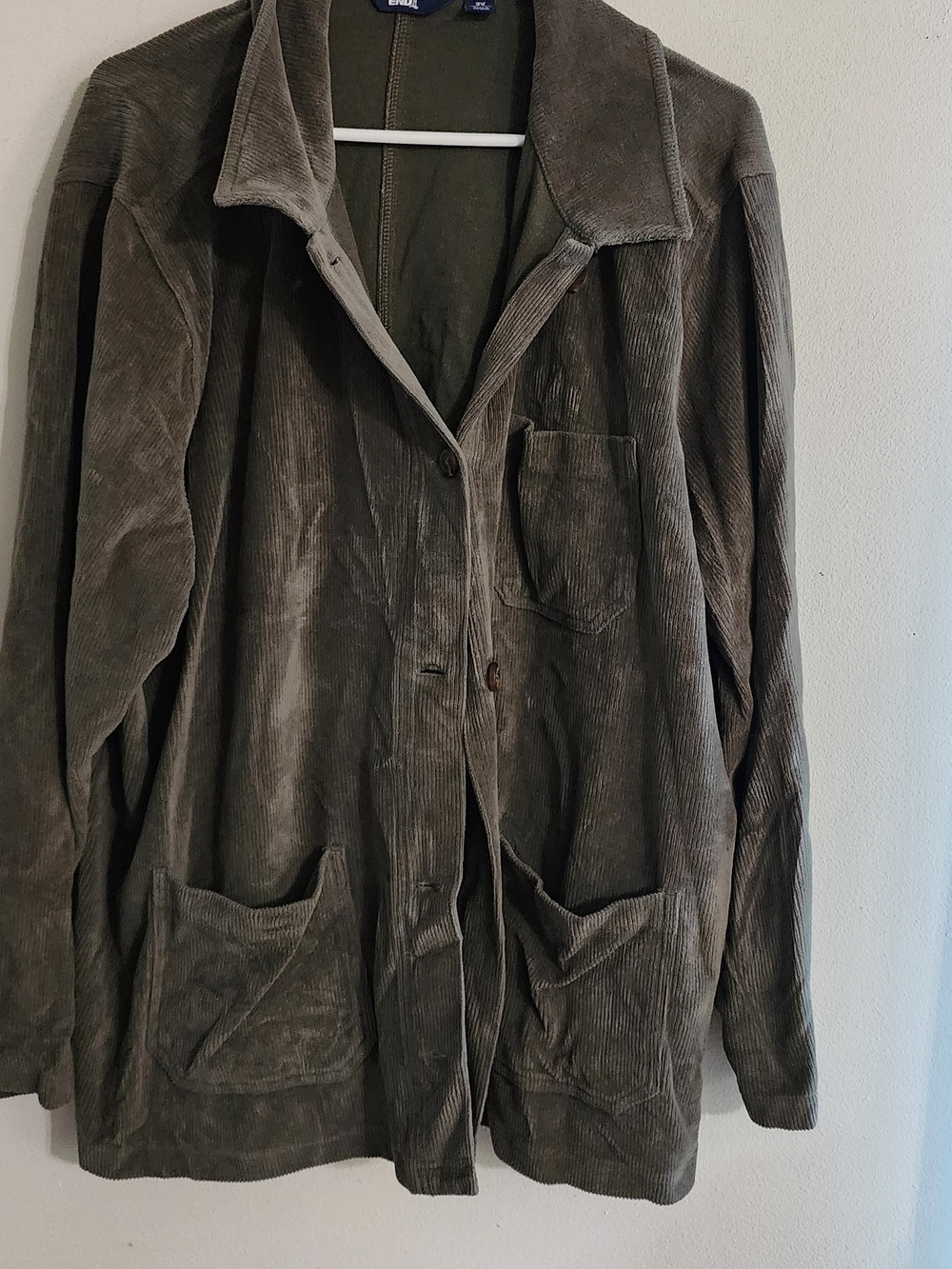 Lands' End Olive Green Corduroy Button-Down Jacket Shacket Size 2X (20W-22W)